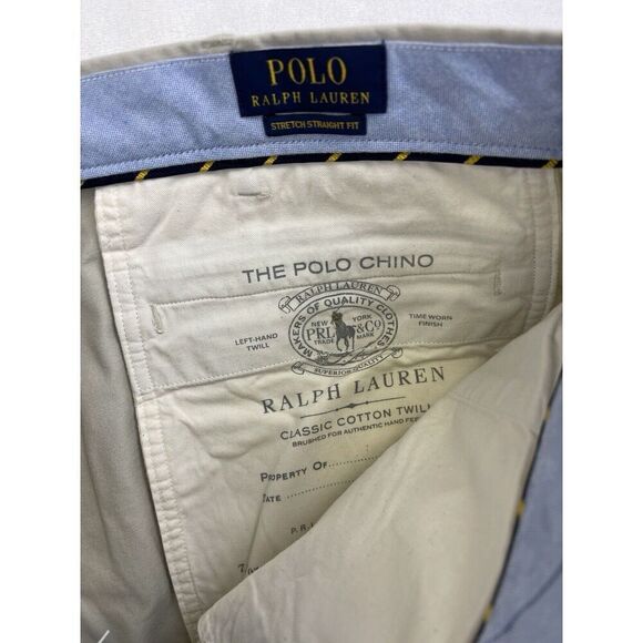Polo Ralph Lauren Pants Mens 38x30 Chino Stretch Straight Fit Classic Grey - Picture 6 of 11